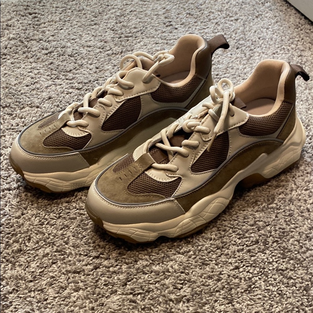 Brown and Tan Chunky Sneakers with Supportive Sole